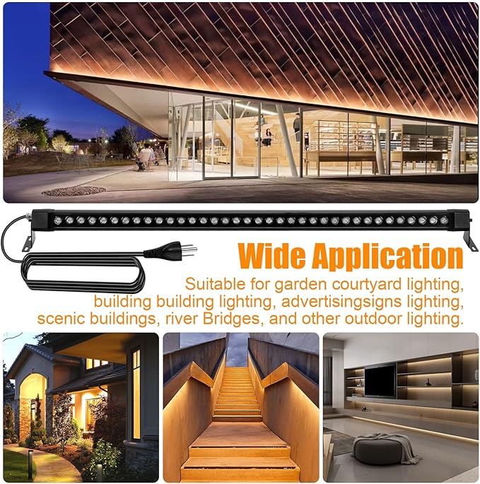 72W Outdoor Wall Washer Light,2 Pack 47.2 inch 4000K LED Wall Wash Lights Bar,IP67 Waterproof 120V LED Wall Washer Light Bar for Outdoor Indoor Building Sign, Hurches,Garden,Courtyards Lighting