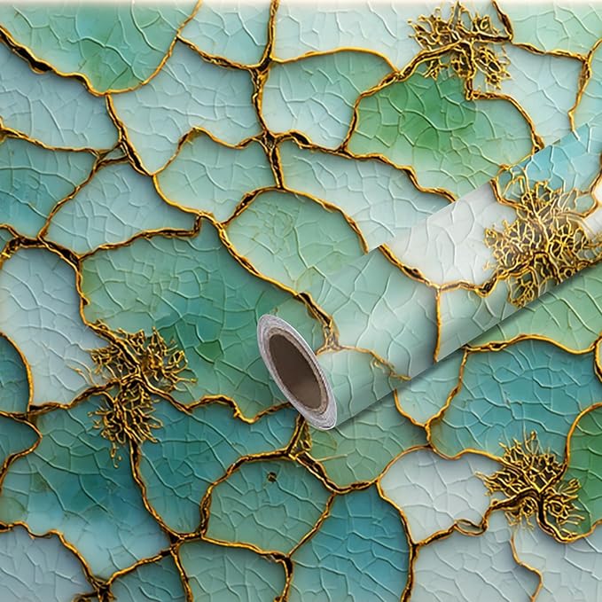 Nuxovilar Green Mosaic Hexagon Textured Peel and Stick Wallpaper, 15.75"x39.37", Self-Adhesive Contact Paper, Artistic Tile-Look Design for Bedroom, Living Room and Table Decor