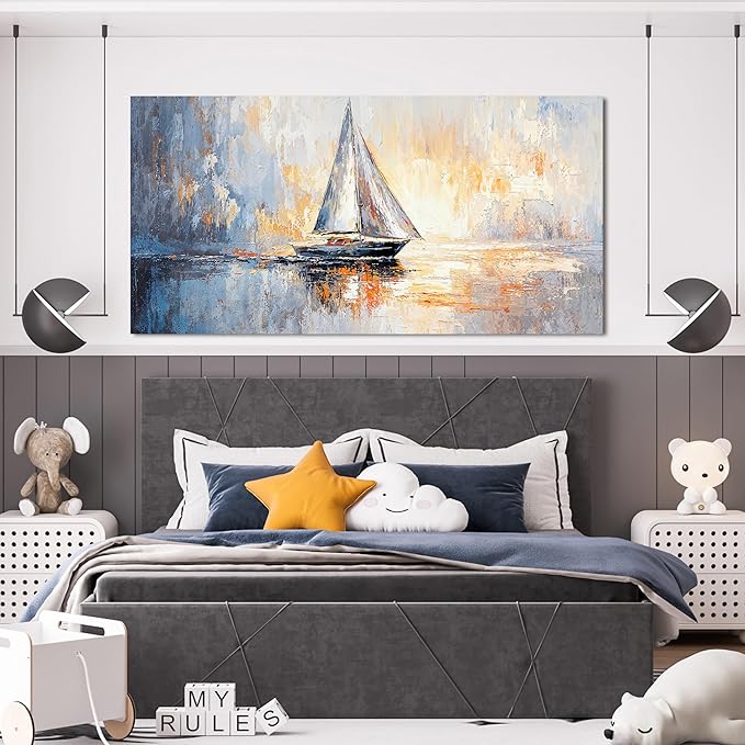 Canvas Wall Art Decor Large Canvas Art Wall Decor Wall Pictures for Living Room Coastal Minimalist Wall Art Large Artwork for Walls Modern Gold Wall Art Prints Bedroom Office Wall Art Decor 24" X 48"