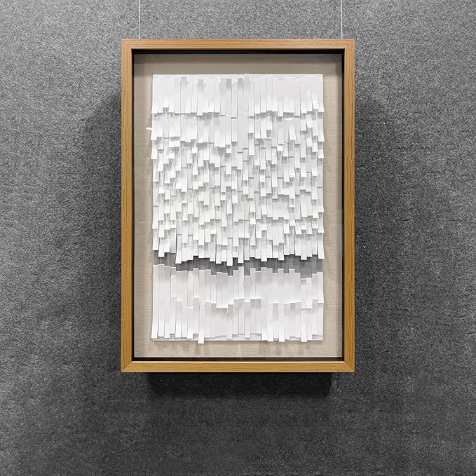 BrightA White 3D Wave Wall Sculpture - Heat-Formed Acrylic Strips Art with Dynamic Shadow Play, Solid Wood Frame Contemporary Artwork for Modern Interiors 27.5"x 39.4"