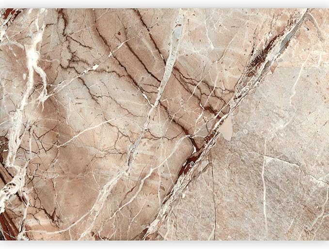 artgeist Premium Wall Mural Stone 197x138 in - Non-Woven Wallpaper Fleece Wall Decor Photo Print Picture Image Design Faux Concrete Cement Marble Like Beige f-C-0484-a-a
