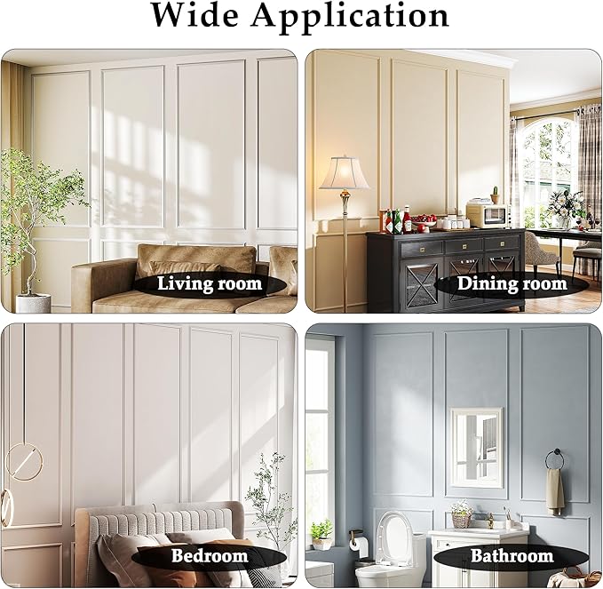 3 Sets Peel and Stick Molding Trim for Walls, Pre-Cut Wainscoting Panels 54x24 Inch Peel and Stick Wall Molding Kit, Self Adhesive Molding Trim for Walls,White Wall Moulding Trim Kit