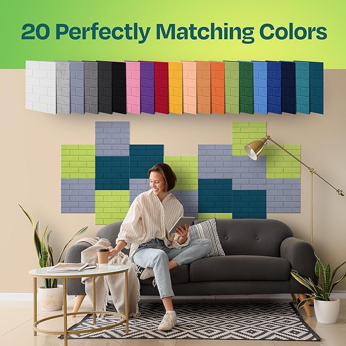 Acoustic Panels 18-Pack Soundproof Wall Panels 12"X12"X0.4" Brick Style Sound Panels Premium Sound Dampening Panels Easy Self Adhesive Installation - [Dusky Gray]