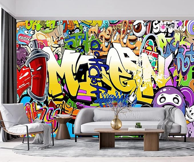 -Nursery Color Graffiti Abstract Letters Bedroom Wallpaper XT16 L 180" x 115"