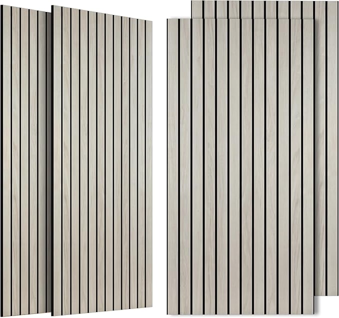 4 Pack Large Acoustic Panels 47.2”x23.6”, Decorative Acoustic Wall Panel, Sound Proof Panel with Simulated Wood Grain Finish, for Office,Home Theater,Studio,Living Room, Natural Oak