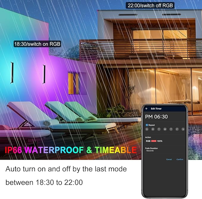 MEIKEE RGB Wall Washer Lights, 42W RGBCW Smart APP Waterproof LED Light Bar, Dimmable Flood Lights for Church Wedding Birthday Party Stage Lighting Christmas Decoration 2 Pack