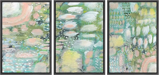 MUDECOR Framed Wall Art Print Set Vibrant Textured Abstract Multi-Colored Illustrations Modern Art Boho Decorative Colorful Chic for Living Room, Bedroom, Office - 16"x24"x3 Black