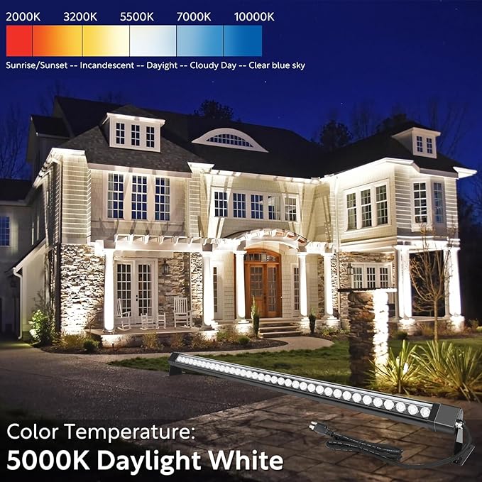 LED Wall Washer Lights Bar 2 Pack,72W 5000K Daylight White Outdoor Wall Wash Lighting,4ft IP67 Waterproof Linear Led Wall Washer Light for Garden,Backyard,Building,Courtyard Exterio Landscape Lighting