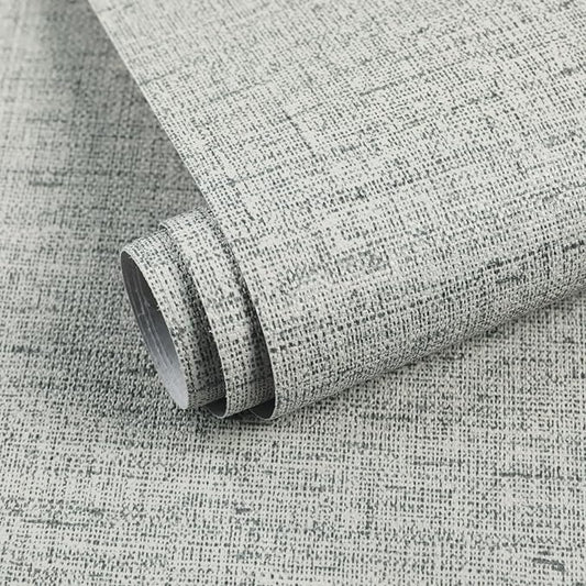 15.75"x787.4" Gray Grasscloth Wallpaper Peel and Stick Removable Textured Wall Paper Self Adhesive Contact Paper Faux Linen Cabinets Drawers Bookshelves Thickened Waterproof Shelf Vinyl Roll