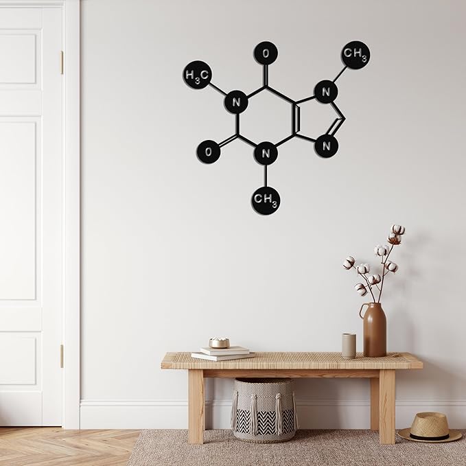 Caffeine - Metal Wall Decor - Home Office Decoration - Bedroom, Living Room Decor Sculpture (35"W x 33"H / 90x84cm)