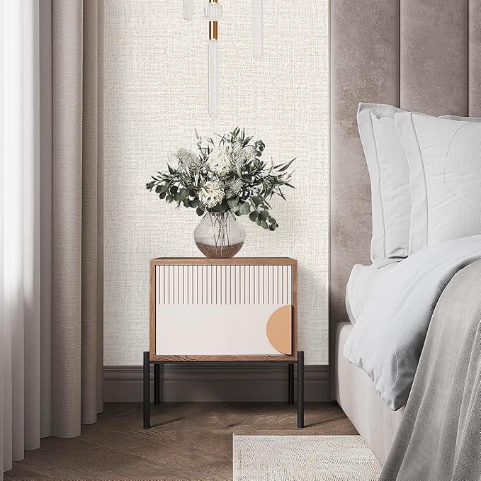 Beige Grasscloth Peel and Stick Wallpaper Beige Contact Paper for Cabinets 17.7inx393.7in Textured Wall Paper Vinyl Textured Grass Cloth Wallpaper Peel and Stick Faux Linen Self Adhesive Vinyl