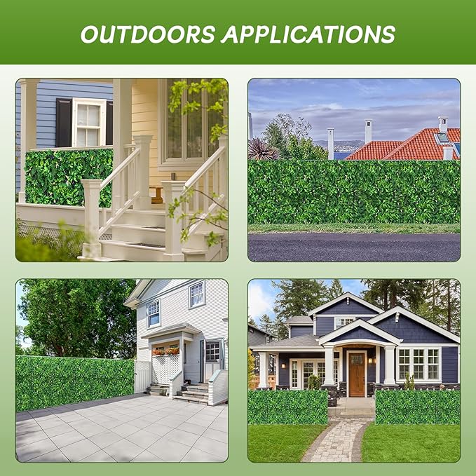 Artificial Grass Wall Panels 20x20 (12pcs) - UV Protected Privacy Fence Screen, Hedge Green Wall Decor Backdrop，Realistic Fake Grass Backdrop for Indoor Weddings & Outdoor Gardens