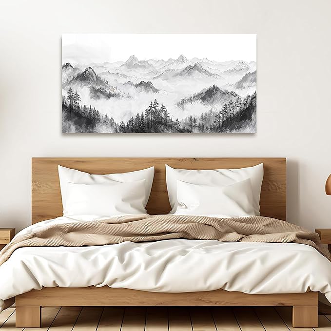 Canvas Wall Art Decor Wall Art Pictures for Living Room Art Work for Wall Decor Mountain Landscape Wall Art Prints Artwork for Walls Forest Wall Decorations Bedroom Home Aesthetic Wall Art Decor 20" X 40"