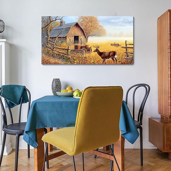JEAWA Animal Canvas Wall Art Decor - Deer Canvas for Wall Decor, Farm Artwork Decor, Large Wall Art for Living Room Bedroom Bathroom, 20x40 IN
