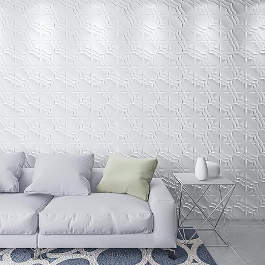 Art3dwallpanels 33 Pack 3D Wall Panel, 2 Different Effects PVC Textured Wall Panels for Interior Wall Décor, 12 x12 Inch Cover 32.Sq.Ft, White