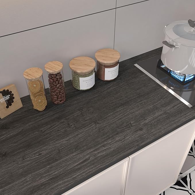 15.7"x354" Dark Brown Wallpaper Peel and Stick Wood Contact Paper Waterproof Removable Rustic Wood Vinyl Wrap for Countertops Kitchen Cabinets Bathroom Farmhouse Furniture Thicken Wood Laminate Sheets