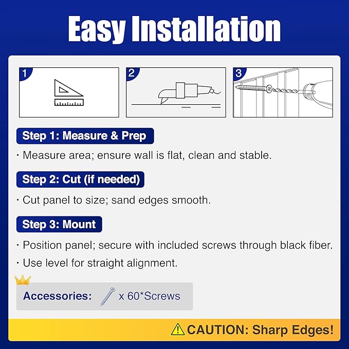 4PCS Acoustic Wood Slat Wall Panels, 47.2" x 12.8" Soundproof Panels for Walls, Sound Absorbing Panels for Interior Decor and Room Acoustic Treatment