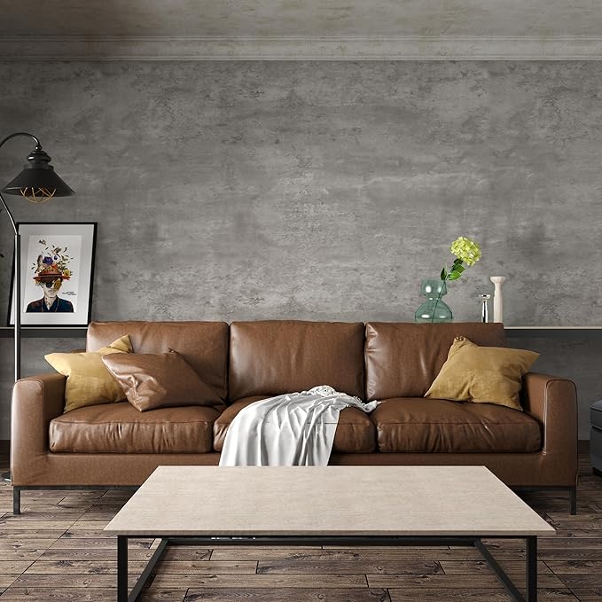 48"×197" Large Size Big Roll Extra Wide Thick Light Grey Concrete Wallpaper Peel and Stick Concrete Contact Paper Vinyl Wrap Matte Waterproof Gray Cement Sticker for Gym Bedroom Bathroom Walls