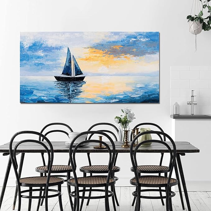 Canvas Wall Art Decor Modern Wall Art Pictures for Living Room Blue Coastal Wall Art Prints Artwork for Walls Landscape Natural Wall Art Decor Art Work for Home Office Room Wall Decor 20" x 40"