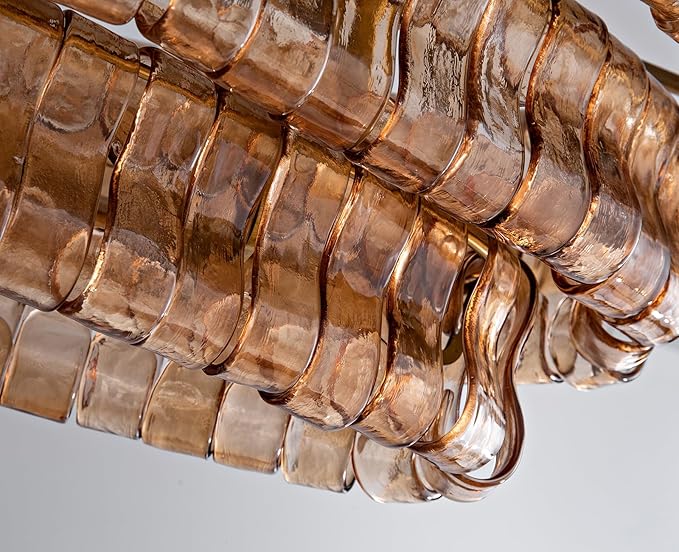 Large Chandelier, 54" Gold Rectangular Drum Chandeliers for Dining Room, 5-Light Modern Round Kitchen Island Hanging Light Fixture for Living Room, Kitchen Island, Foyer