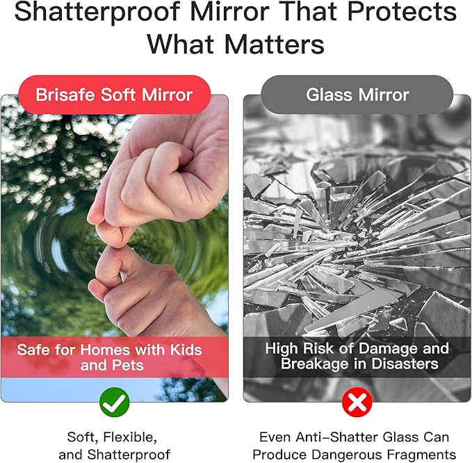 brisafe 2PCS 67" x 24" Gym Mirror - Full Length Wall Mirror for Gyms, Dance Studios, Home and Yoga - Easy Installation, Ultra Light Shatterproof Nano Miorror Reduces 60% Commercial Insurance Costs