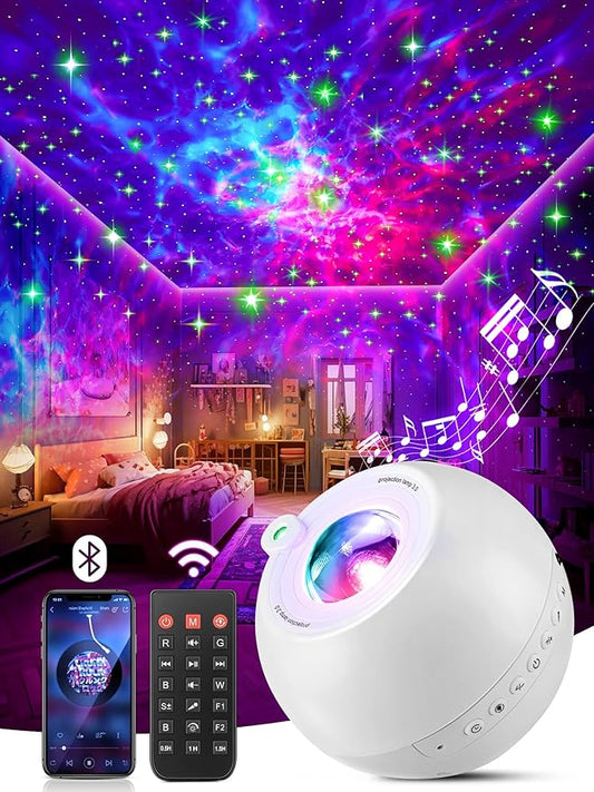 One Fire Galaxy Projector for Bedroom Christmas Gifts for Teen Boys Gifts Women Gifts for Teenage Girls 15 Colors+ 15 White Noise+ Bluetooth Star Projector Night Light for Kids Room Decor Lava Lamp