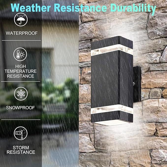 Modern RGB+CCT Outdoor Wall Lights-Dimmable 2700-6500K Up and Down Lights,RGB Color Changing, App & Voice Control, No Hub Required, Exterior Lighting Fixture for House Doorway, Garage, Patio