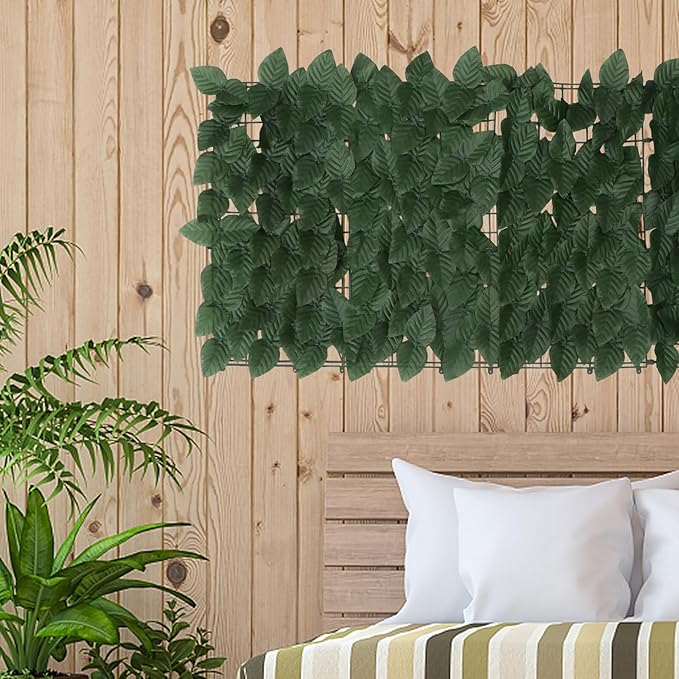 Angoily Artificial Green Leaf Garden Fence Decor with Mesh Backing Uv-Resistant Simulated Hedge Screen for Balcony and Outdoor Wall Weatherproof and Flexible Vine Privacy Panel Easy to