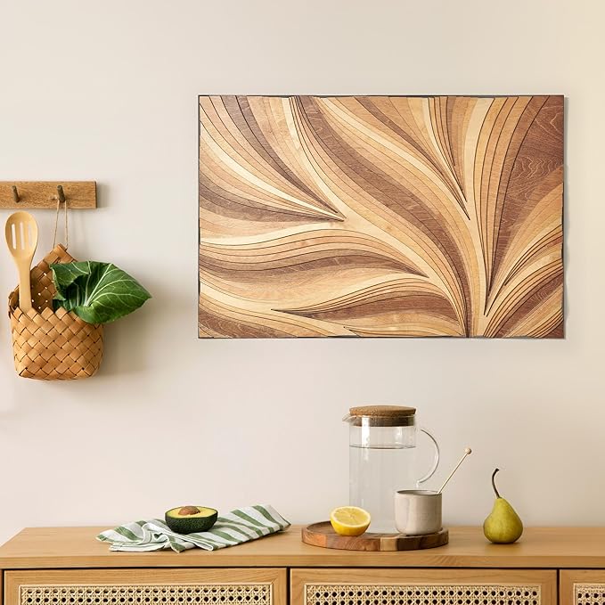 NEODECO Parametric Wood Verso Frameless, Award Winner-A'Design 2025, Wood Wall Art, 3D wood wall sculpture, Abstract wall decor, Acoustic wall panel (Small)