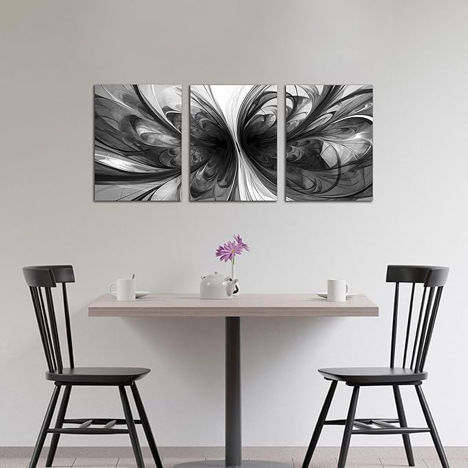 Black and White Pictures for Wall,Abstract Canvas Wall Art for Living Room,3 Piece Wall Art Bedroom 12 x 16 Inch Each Panel