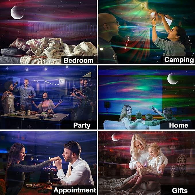 Cadrim Star Projector with Bluetooth Speaker Remote, Galaxy Projector Northern Lights Aurora Projector with Moon Star, Night Light Projector for Bedroom, Home Theater, Kids Adults Game, Room Parties