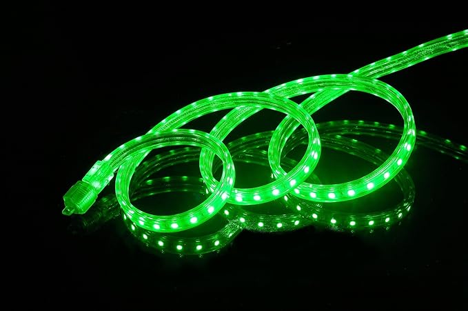 CBConcept UL Listed, 20 Feet,Super Bright 5400 Lumen, Green, Dimmable, 110-120V AC Flexible Flat LED Strip Rope Light, Commercial Grade, Indoor Outdoor use, Ready to plug n shine
