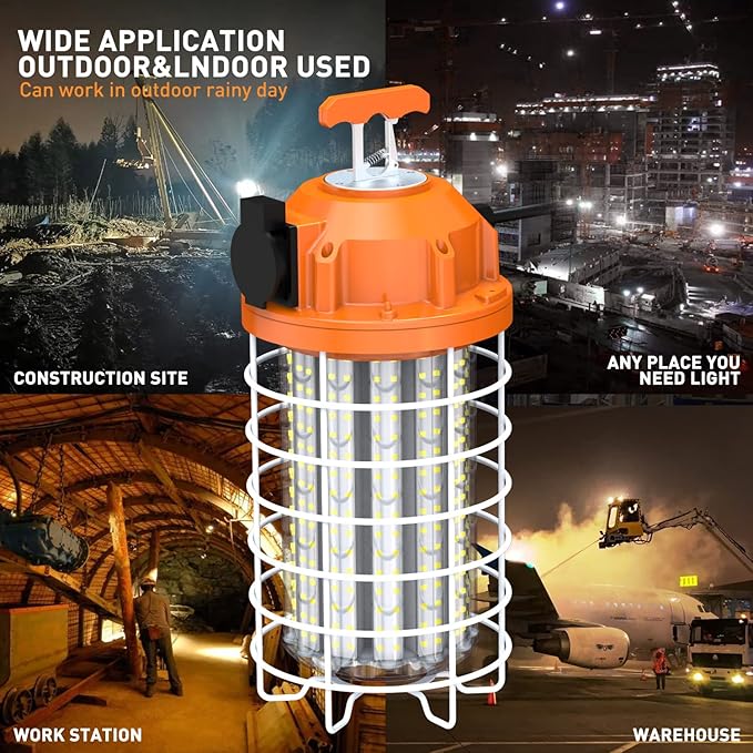 NS 150W LED Temporary Work Light Fixture,5,000K 24250 Lumen Daylight White,IP64 Dust & Waterproof,Portable Hanging Construction Lighting for Jobsite Indoor Outdoor Workshop Location