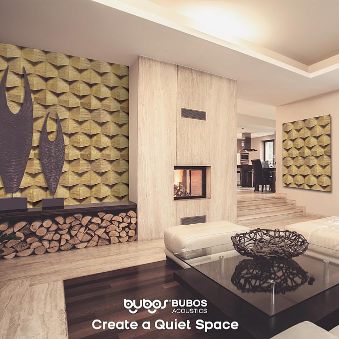 BUBOS Large Acoustic Panels,6 Pack Wood-Pattern Printing Soundproof Wall Panels, Total Size 70.8 x 47.2 Inches Self-Adhesive Decorative Sound Absorbing Panels for Studio, Home,3D Geometric Weave