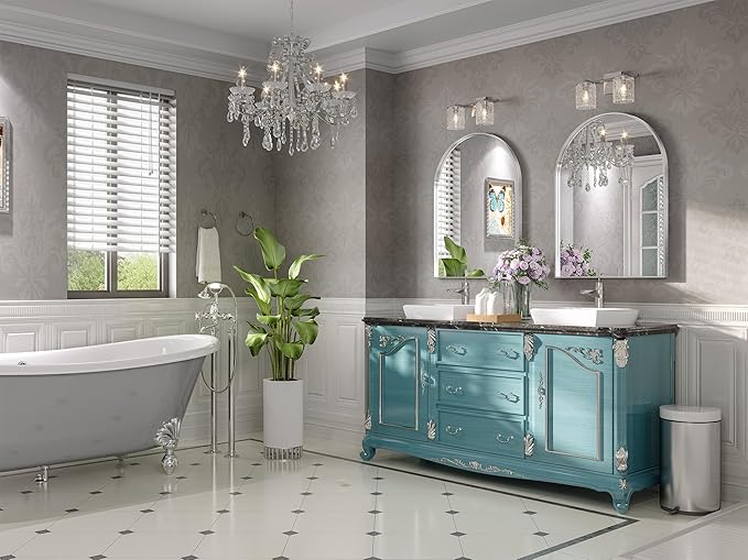 Brightify Arched Mirror, Arched Wall Mirror, 24 x 32 Inch Silver Arch Mirror, Metal Frame Silver Bathroom Mirror, Arched Top Bathroom Vanity Mirror for Living Room Bedroom Mantel Entryway Hallways