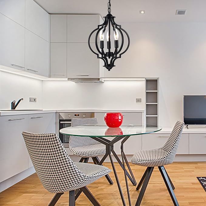 Mr.Color Black Chandeliers Modern Farmhouse Chandelier Small Antique Metal Chandelier 3 Light Island Candlestick Chandelier