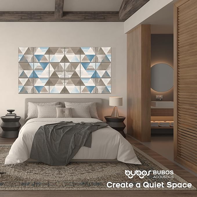 BUBOS 18 Pack Art Acoustic Panels Soundproof Wall Panel,11.8X11.8 Inches Sound Absorbing Panel,Self-Adhesive Decorative Acoustical Wall Panels, Acoustic Treatment for Home Office（Infinite Loop）