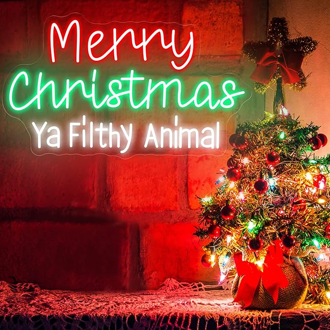 Merry Christmas Neon Sign for Christmas Decoration Large LED Neon Light Signs 23.6x13.8"