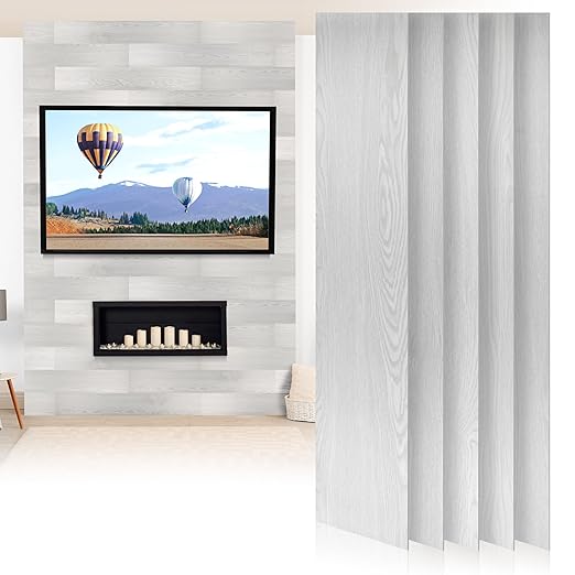 Accent Wall Planks, Peel and Stick, Accent Wall in a Box, Strong Adhesive, Light Weight, Removable, Easy DIY Install, Beautiful Accent Wall, Wainscot, Backsplash (White Washed Oak)