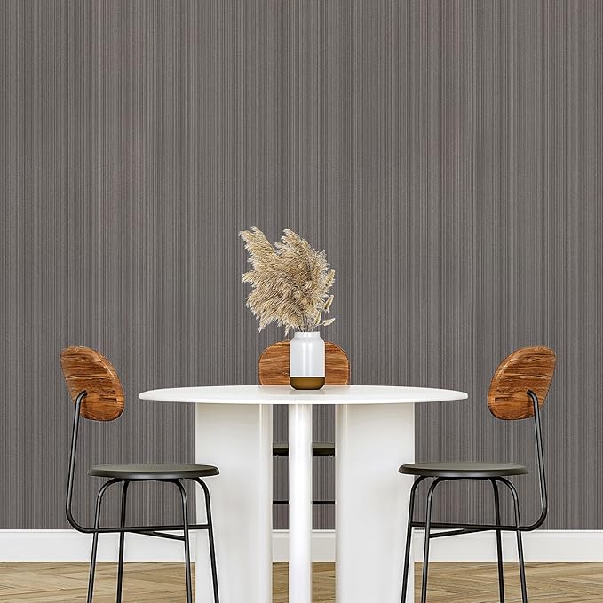 Brown Grasscloth Peel and Stick Wallpaper Linen Wallpaper 15.7" x 196" Vintage Texture Contact Paper Self-Adhesive Faux Grasscloth Wall Paper for Room Walls, Cabinets, Furniture, Shelf Linen