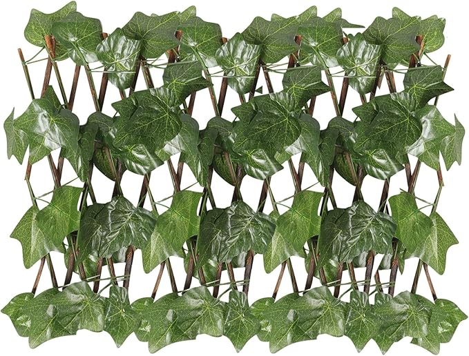 BESPORTBLE Expandable Artificial Trellis Privacy Fence with Realistic Green Leaves Outdoor Garden and Balcony Screen Protector Weather-Resistant Decorative Wall Panel for Courtyard and Patio