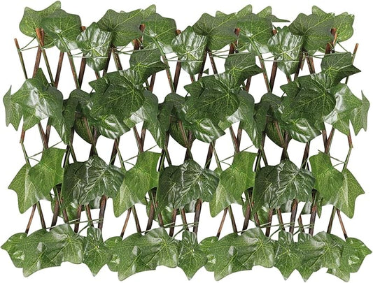 BESPORTBLE Expandable Artificial Trellis Privacy Fence with Realistic Green Leaves Outdoor Garden and Balcony Screen Protector Weather-Resistant Decorative Wall Panel for Courtyard and Patio