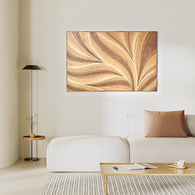 NEODECO Parametric Wood Verso Frameless, Award Winner-A'Design 2025, Wood Wall Art, 3D wood wall sculpture, Abstract wall decor, Acoustic wall panel (Medium)