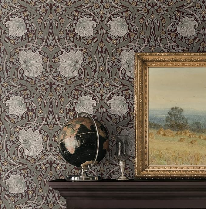 NextWall Pimpernel Floral Peel and Stick Wallpaper (Auburn & Eucalyptus)