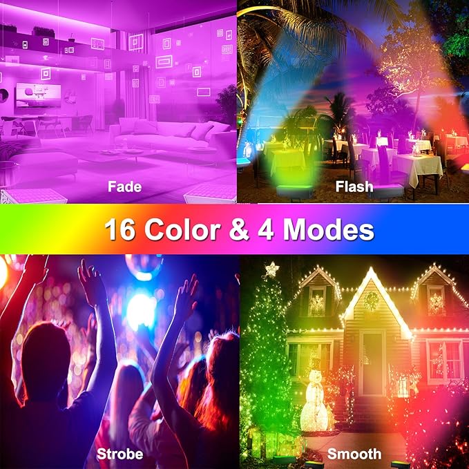 LED Wall Washer Lights RGBW 5000K Color Changing with RF Remote, Dimmable 144W Flood Lights for Church, Bridge, Hotel, Yard, Party, Wedding, Building Wall Decorations