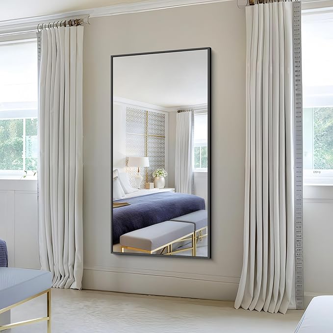 KOCUUY Bathroom Mirror, 30x60 Inch Large Black Mirrors for Wall, Rectangle Long Vanity Mirror with Aluminum Frame Modern Home Decor for Bathroom, Living Room, Entryway, Hang Horizontal/Vertical