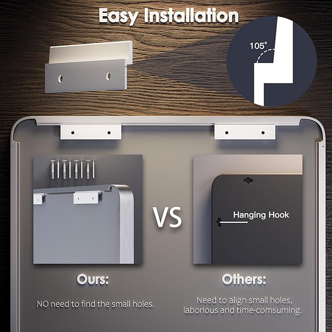 Large Bathroom Mirror for Wall, 60x36 Inch Brushed Silver Framed Bathroom Vanity Mirror for Farmhouse Living Room Bedroom, Anti-Rust, Tempered Glass, Horizontal/Vertical