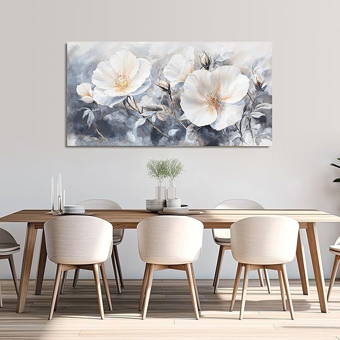 Canvas Wall Art Decor Large Black and White Wall Art Decorations Vintage Flower Wall Art Prints Wall Art Pictures for Living Room Canvas Art Wall Decor Artwork for Walls Home Office Decor 24" X 48"