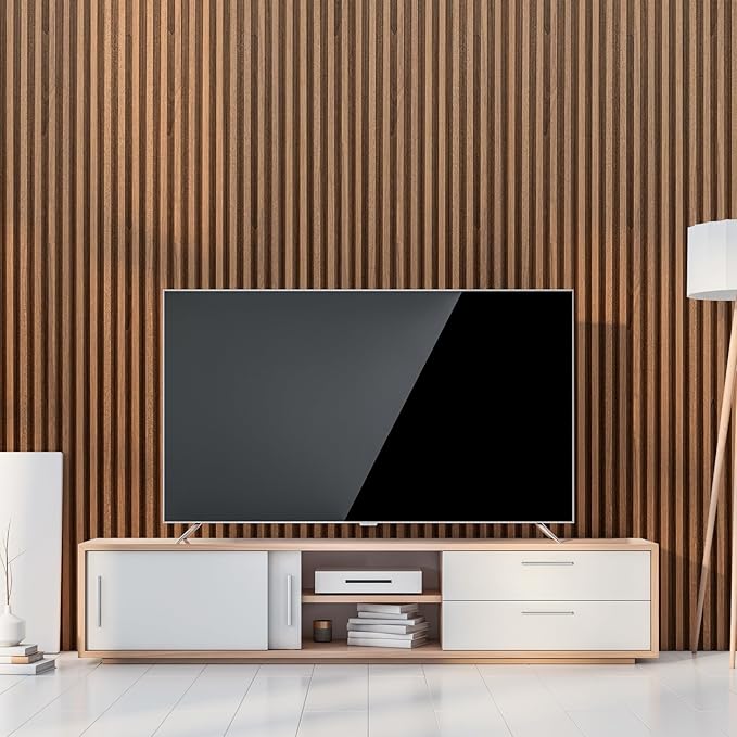 Art3dwallpanels Wood Slat Wall Paneling, 104'' x 6.7'' WPC Soundproof 3D Wall Panels for Interior Wall Decor, 8 Pack Fluted Textured Panel Wall Slats, Teak