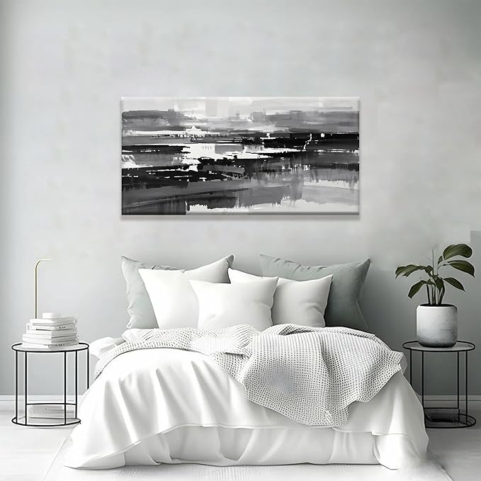 Abstract Wall Art For Bedroom Office Decor Grey And White Wall Art Painting Canvas Art Wall Decor Prints Ready To Hang Abstract Art Pictures 20×40 Inch